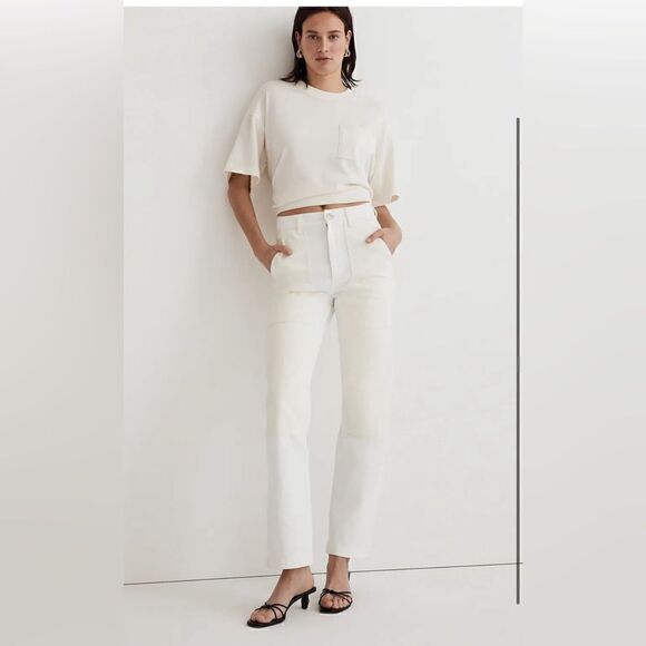 Madewell 90s Straight JeanTwo-Tone cream/white denim Workwear carpenter 27 NWT - Picture 12 of 12